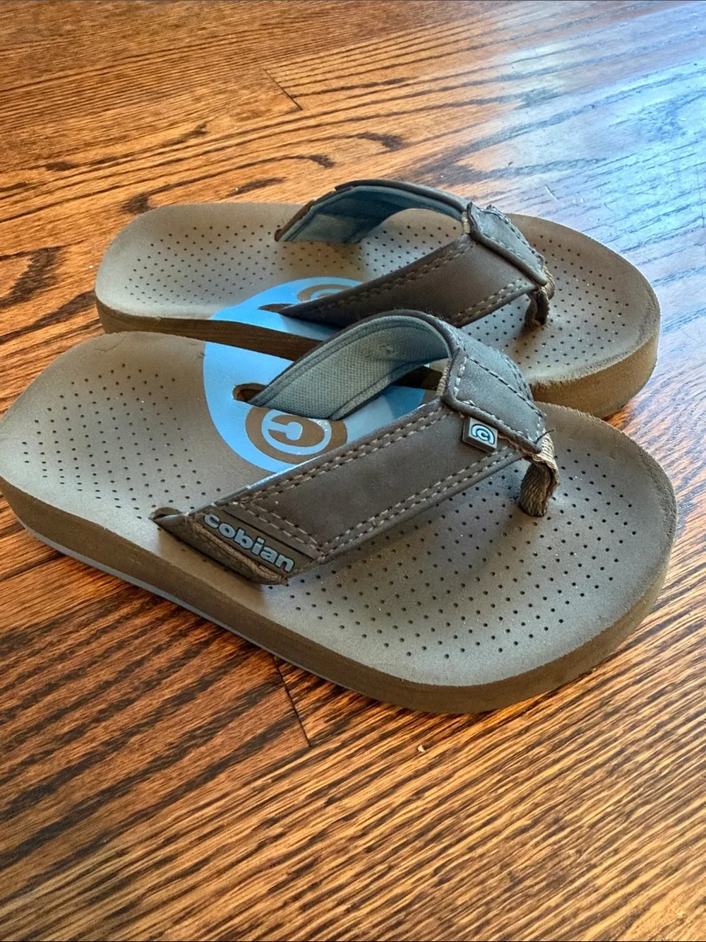 Kids Cobian Flip Flop Sandals with Blue Insole Accent